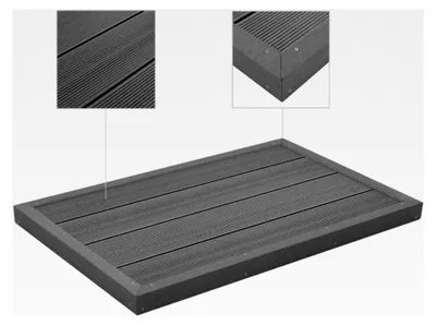 Produktbild von Multifunktionale rutschfeste WPC-Platte für Solardusche und Poolleiter 101 x 63 x 5,5 cm