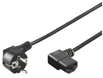Produktbild von Netzkabel mit abgewinkeltem Schutzkontakt (schwarz, 5 Meter)