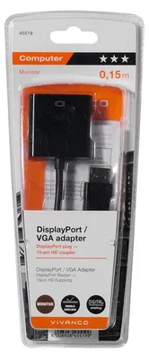 Produktbild von ViVanco™CA M12, 0,15 m, DisplayPort, VGA (D-Sub), Männlich, Weiblich, Gerade