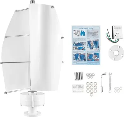 Immagine prodotto di Turbina eolica - Generatore eolico ad asse verticale - 500W - Con regolatore di carica - 2 pale - Per la casa - Bianco