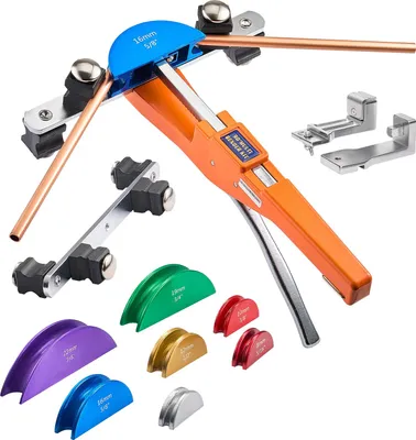 Image de Cintreuse SucceBuy, 6-22 mm, outil de cintrage manuel pour cintrages à 90°, fonctionnement avant/arrière, avec 7 mâchoires colorées en alliage d'aluminium, adaptée aux tuyaux en cuivre s dans les systèmes de climatisation et de réfrigération