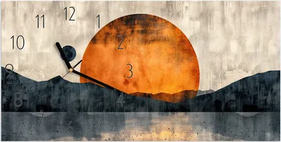 Produktbild von Wanduhr aus Glas mit Motiv Sonnenuntergang Kunst- 60 x 30 cm - inkl. Aufhängesystem