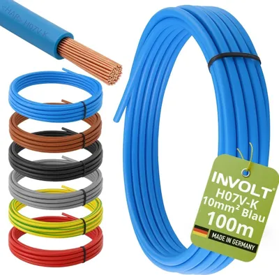 Produktbild von INVOLT H07V-K 100m 10mm² blau Aderleitung flexibel Verdrahtungsleitung , Germany