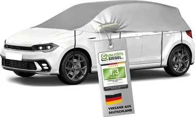 Produktbild von WALSER Abdeckplane Auto All Weather, Abdeckplane wasserdicht, 100% wetterfeste Autoabdeckplane, Autoabdeckung Outdoor, Autoabdeckplane wasserdicht, Autoplane Halbgarage Größe 2 PKW silber