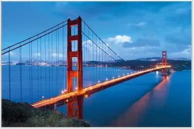 Produktbild von Wallario Wandbild Golden Gate Bridge in San Francisco  USA, Größe: 61 x 91,50 cm, Poster mit weißem Aluminiumrahmen