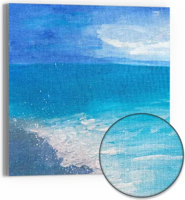 Produktbild von DEQORI Hybrid Leinwand Bild 50x50 cm 'Meer der Ruhe' Wandbild Glas flach modern