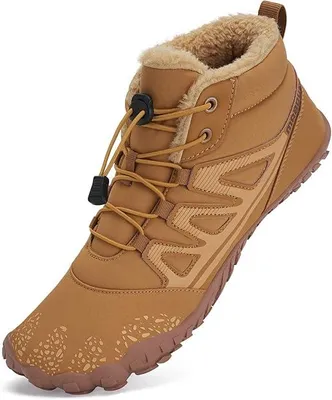 Produktbild von Herren Winter Barefoot Schuhe Schneestiefel Gefüttert Strapazierfähig Braun 44