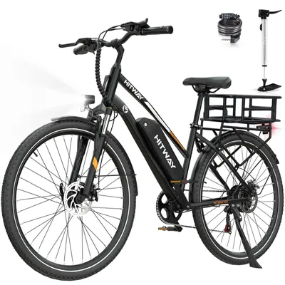 Produktbild von HITWAY E-Bike 28 Zoll Elektrofahrrad, Pedelec 36V/13Ah 468 Wh, MTB,7 Gang, 25km/h, Heckmotor, Kettenschaltung, LCD Display, E-Citybike Damen Herren