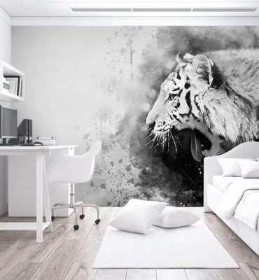 Produktbild von Fototapete Tiger schwarz weiß, Material:Superior Vlies 350 g/qm, Größe Tapete:520 x 300cm