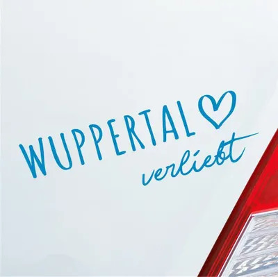 Produktbild von Auto Aufkleber Wuppertal verliebt Herz Stadt Heimat Liebe Car 19x6 cm Hellblau Sticker Heckscheibenaufkleber