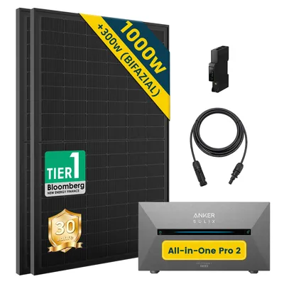 Produktbild von Balkonkraftwerk mit Speicher Anker Solix Solarbank 2 E1600 PRO, 1000W ,optional Halterung