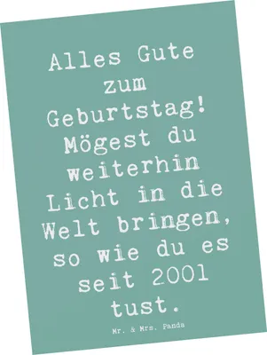 Produktbild von Mr. & Mrs. Panda Postkarte Spruch 2001 Geburtstag Licht - Meeresbrise - Geschenk, Ansichtskarten, feiern, Postkarten, Geburtstagsgeschenk, Fotokarte, Geschenkidee, Alter