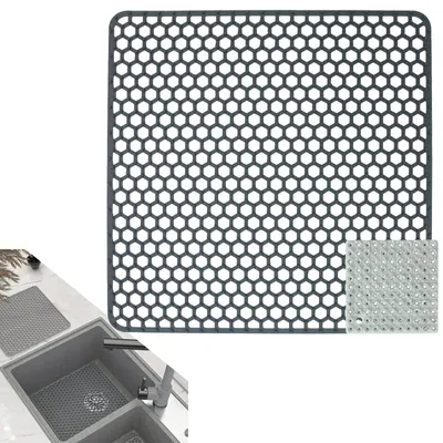 Productafbeelding van Grote wastafelmat, 34,5 x 34,5 cm, siliconen wastafelmat, opvouwbaar, antislip, met reinigingsborstel