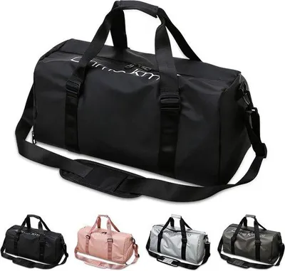 Obrázok produktu pre Uniqoos® športová a cestovná taška, 52 × 24 × 24 cm, 35 litrov – 600D Oxford, vodeodolná, vhodná na víkendové výlety, s priehradkou na topánky do veľkosti 45, s priehradkou na mokré veci, odnímateľné popruhy, čierna, 0,53 kg