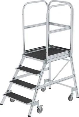 Produktbild von MUNK Podestleiter fahrbar R13 Korund 4 Stufen