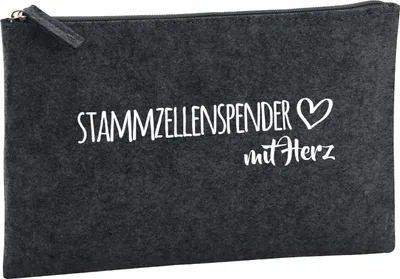 Produktbild von Huuraa Kulturbeutel Stammzellenspender mit Herz 1 Liter Charcoal Filz Kosmetiktasche Geschenkidee