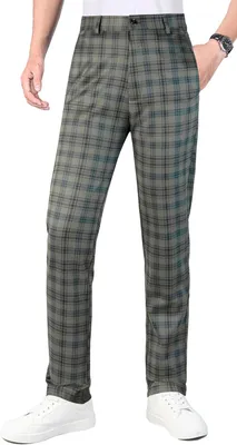 Produktbild von Herren Stoffhose kariert Elegant Bequem Ausgehhose Grün 32W