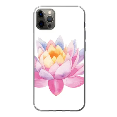 Produktbild von MuchoWow® Handyhülle Schutzhülle Hülle für iPhone 12 Pro Max Aquarell - Blume - Seerose Silikon Softcase Handy Hülle - Hartschale