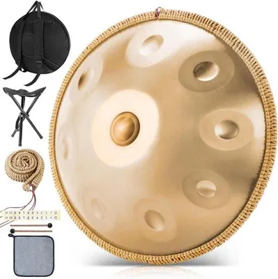 Productafbeelding van Handpan Instrument - Handtrommel Staalpan - Meditatief Spelen - 432 Hz Stemming - 55 cm 9 Tonen - Staalkleur
