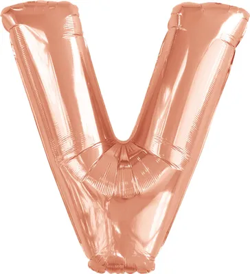 Productafbeelding van Folieballon, letter V, roze goud - 88 cm