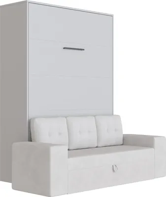 Produktbild von Schrankbett mit Sofa Sandgrau M3 140x200 Vertikal Perlgrau