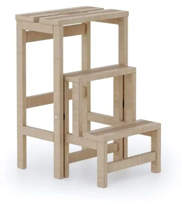 Produktbild von Klappbarer Hocker aus massivem Buchenholz, 43x37x57 cm, bis 120 kg belastbar