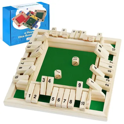 Produktbild von Shut The Box Spiel Brettspiel Aus Holz 4 Spieler mit Würfeln mit Würfeln 4-seitige 10 Zahlen Mathespiele für Kinder Klassiker Tabletop-Spiele würfelspiel