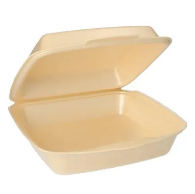 Produktbild von Papstar Menüboxen mit Klappdeckeln, XPS ungeteilt 7,5 cm x 22,5 cm x 22 cm beige laminiert, 4 x 50 Stück