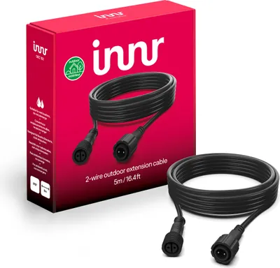 Productafbeelding van Innr verlengkabel voor buiten, 5 meter, IP65, weerbestendig (verlengstuk, vereist complete set). 5 meter verlengkabel, model OEC 152, kleur zwart