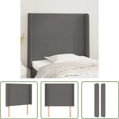 Produktbild von The Living Store Kopfteil mit Ohren Grau 83x16x118/128 cm Kunstleder