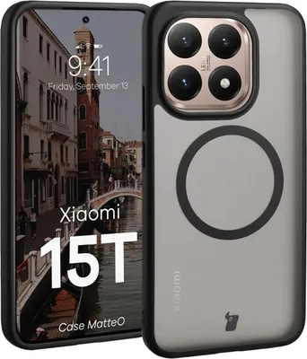 Produktbild von Handyhülle mit Magnetring für Xiaomi 15T, Bizon Case MatteO, Getönt-Schwarz