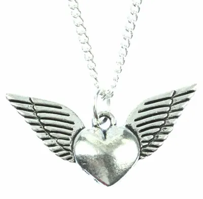 Produktbild von Herz mit Flügel n Kette Halskette Miniblings 45cm Flügel Valentinstag versilbert