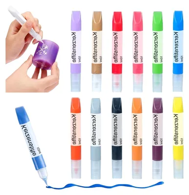 Produktbild von 12 Stück Kerzenstifte, Set zum Bemalen von Kerzen, Wachsstifte für Kerzen, ideal zum Dekorieren und Gestalten, je 10 ml