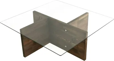 Image de Dhabi - Table basse, 90x90x35h cm Noyer marron, Porte-revues