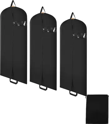 Produktbild von Bettizia Kleidersack 3er Set 128x60cm Schutzhülle Kleiderhülle mit einem Griff schwarz Schuhsack