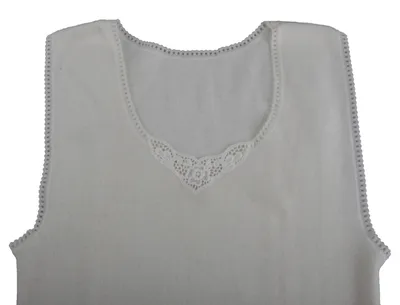 Produktbild von Wärmewäsche Classic Damen-Hemd, ohne Arm 50% Angora mit Spitze natur>>>>Gr. M