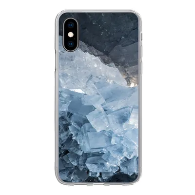 Produktbild von MuchoWow® Handyhülle Schutzhülle Hülle für iPhone X Naturstein - Kristall - Blau Silikon Softcase Handy Hülle - Handyhülle