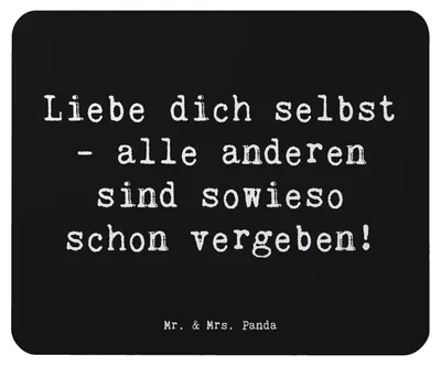Produktbild von Mr. & Mrs. Panda Mauspad Spruch Selbstakzeptanz Liebe - Schwarz - Geschenk, Zitat, laptop, Mousepad, Motivation, Mouse Pad, Authentizität, Selbstverwirklichung, Glück
