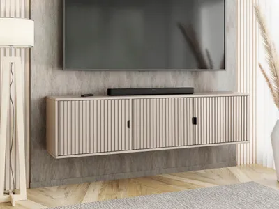 Produktbild von KierMoebel Tv Schrank ELI 3, Modern Lowboard Kaschmir Geriffelt 156,4x42x38,8 cm
