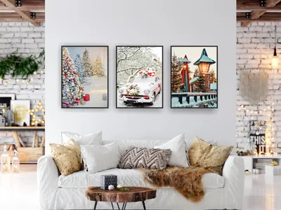 Produktbild von Poster für die Wohnzimmerwand Winterstimmung Feiertage Winter Weihnachtsbaum 3x 30x40