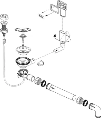 Produktbild von BLANCO Ablaufgarnitur 234068 mit Drehexcenter C-overflow InFino / Ventil / Ab- und Überlaufgarnitur