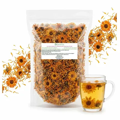 Produktbild von Ringelblumenblüten getrocknet 1 kg (2 x 500 g) – Calendula-Blüten – für Ringelblumentee und Kräutermischungen