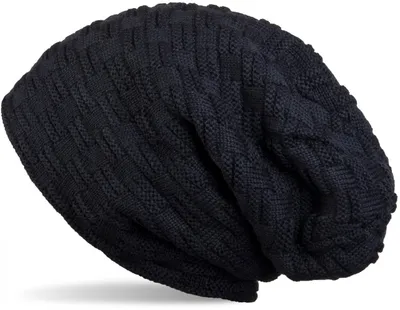 Produktbild von styleBREAKER Feinstrick Longbeanie Mütze mit Flecht Muster und warmem Fleece Innenfutter | Winter Strickmütze Uni elastisch weich bequem warm