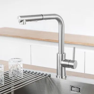 Produktbild von Keukenkraan mit Duscharm, 360-Grad-Drehbar, Umschaltbar, 2 Wasserstrahlen, Borstelbesatz