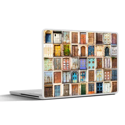 Produktbild von MuchoWow® Laptop Aufkleber Sticker Cover Türen - Architektur - Vintage - Collage 31x22.5 cm - Laptop-Deko