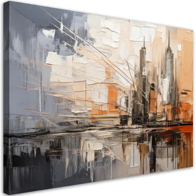Immagine prodotto di Quadro su tela, Città astratta grigio-beige - 100x70