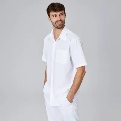 Produktbild von Herren Hemd halbarm, weiß, Größe 53/54 : 54 : weiß : 60% Baumwolle 40% Polyester