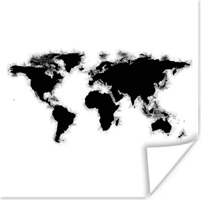Produktbild von MuchoWow® Poster Weltkarte - Schwarz - Aquarell 75x75 cm - Wand Dekoration