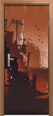 Produktbild von Türposter 80x200 cm Türaufkleber Türtapete Türfolie Klebefolie Sonnenaufgang in der Stadt Landschaft