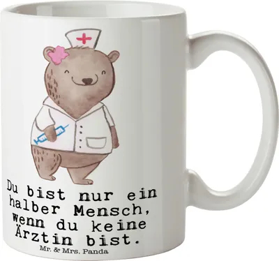 Produktbild von Mr. & Mrs. Panda Kaffeetasse Ärztin Herz - Weiß - Geschenk, Krankenhaus, Keramiktasse, Arztpraxis, Jubiläum, Becher, Lustig, Spruch, Witzig, Teetasse, haferl, Pott